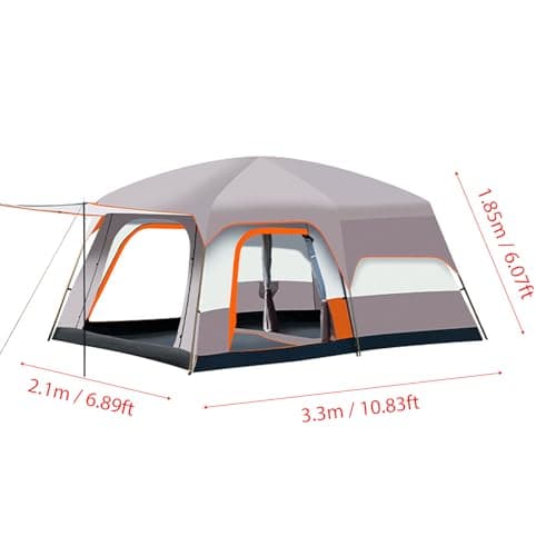 VGEBY Instant Pop Up Camping Tent, Spacious 2 Room Layout Quick Setup with Carry Bag for 4-6 Person for Family Camping and Outdoor Adventures (4-6 People) — view 2