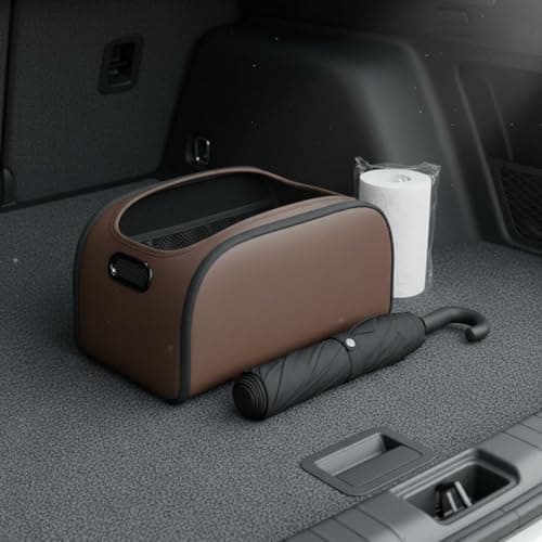 Gralara Trunk Organizer Box Luxury Feel Car Storage Box Multi-Layer Material Automotive Accessory for Road Trip, Orange — view 5