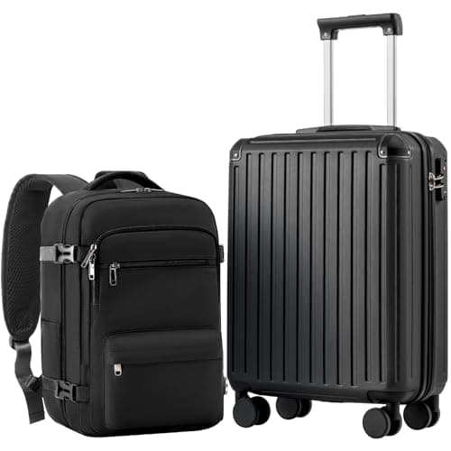COOLIFE Cabin Suitcase 55x40x20 & Cabin Bag 40x30x20 EasyJet Ryanair PC+ABS