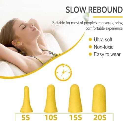 30 Pairs Ultra Soft Foam Ear Plugs, 38dB SNR Noise Reduction Earplugs for Sleeping Hearing Protection Travel Study Concentration Construction Site (Yellow, One Size) — view 5