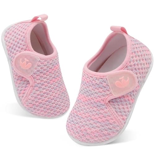 JIASUQI Kids Fashion Walking Shoes Boys Girls Breathable Lightweight Sneakers Toddler Anti-Slip Barefoot Shoes Toddler School Shoe(Pink Purple 143,Size 5-5.5) — view 6