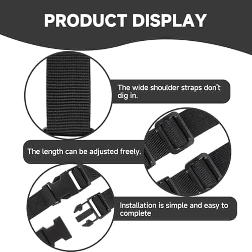 Funver Universal Black Tablet Shoulder Strap for Tablet Case, Adjustable & Detachable Carrying Strap Replacement with Quick Release Buckles for IPad Samsung Tab Cases Camera Bags (Buckle Style) — view 5