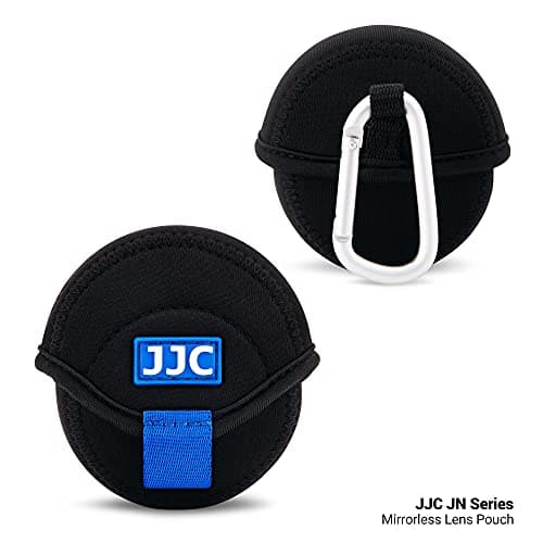 JJC Mirrorless Lens Pouch Bag Protective Case for Canon Fuji Olympus Nikon Lenses, Soft Neoprene Water Resistant Travel Carry Camera Lens Wrap with Carabiner (Interior Size 2.4" x 1.6") — view 3