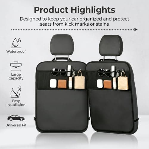 Kaaeiccr 2 Pcs Car Seat Back Protector, Waterproof Oxford Kick Mats — view 5