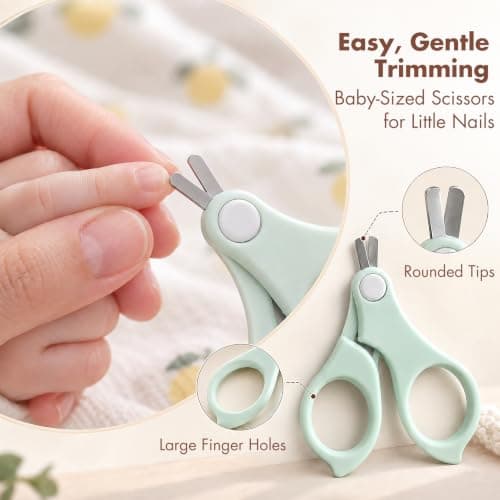YIVEKO Baby Nail Kit, 4-in-1 Baby Nail Care Set with Cute Case, Baby Nail Clippers, Scissors, Nail File & Tweezers, Baby Manicure Kit and Pedicure kit for Newborn, Infant, Toddler, Kids-Owl Green — view 2