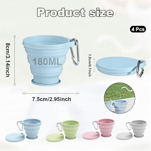 FEIHS 4 Pcs Silicone Foldable Cup,for Outdoor Activities — view 2