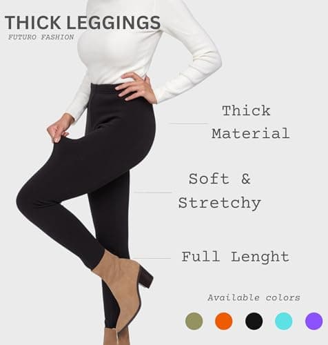 FUTURO FASHION Ladies Fur Lined Thick Leggings Thermal Fleece Lined Leggings Women Cozy Casual Warm Stretchy Mid Waist and High Waist Polar Trousers Pants I Sizes S-3XL Turquoise — view 2