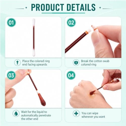 200pcs Iodine Swabs, Iodines Liquid, Disposable Iodi Ne for Wounds, Portable Individually Wrapped Cotton Buds for Nasal Ears Bruise, Emergency Wound Care — view 5