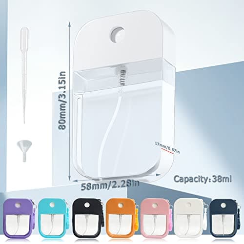 MaehSab 7 Pack Portable Spray Bottles, 38ml Refillable Cosmetic Perfume Bottle, Moisturizing Sprayer Box, Alcohol Hand Sanitizer Empty Bottle for Travelling, Reusable Holder — view 2