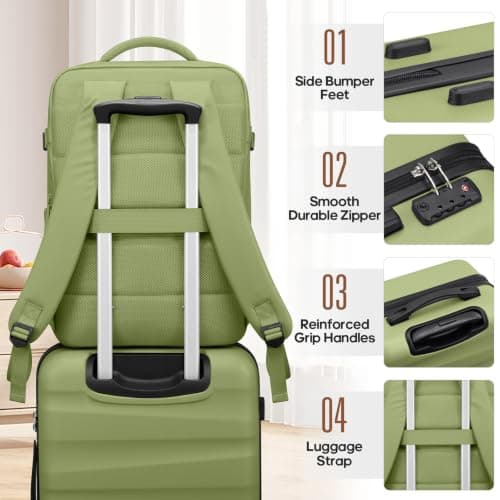 UKEIN Luggage Set with Backpack,Hardshell Carry On Luggage Airline Approved, Light Green, 3 piece set (20inch), Luggag With Spinner Wheels and Backpack — view 6
