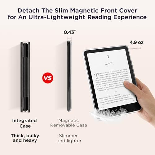Litvana Detachable Magnetic Case for 7'' Kindle Paperwhite 12th Gen 2024 and Kindle Colorsoft Signature Edition, Slim PU Shell Cover Case with Auto Wake/Sleep, Brown — view 4