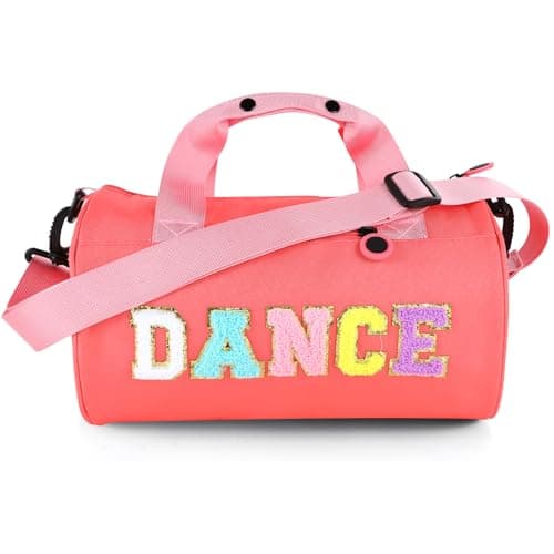 Dance Ballet Bag for Girls Sport Gym Duffle Bags Overnight Travel Bags Fun Dance Workout Duffel Bag Toddler Kid Cute Bag for Dancers, Girls, Teens, Student Athletes, Watermelon Red, 13 x 7 x 7 inches