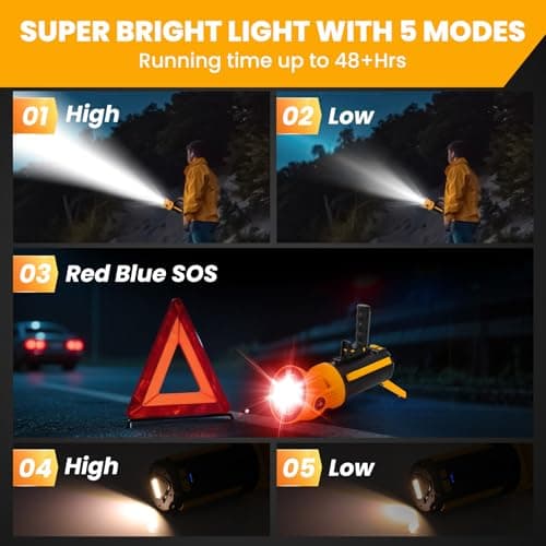 LETOUR Torch LED Super Bright Multifunction Flashlight 7 Modes Rechargeable Work Lights Camping Standard Torches Large Light Powerful USB for Outage,Outdoor — view 5
