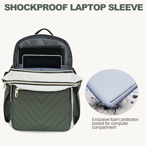 VANKEAN 15.6 Inch Laptop Backpack Women Work Laptop Bag College Army Green — view 4