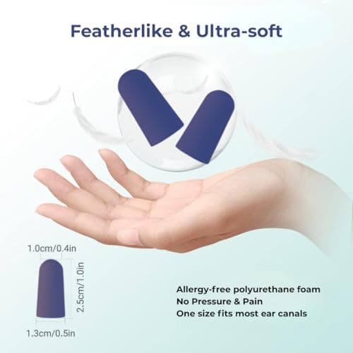 Hushy Premium Foam Earplugs for Sleep & Noise Cancelling – 120 Pack Ultra-Soft Hypoallergenic Ear Plugs 38dB SNR for Sleeping, Studying, Travel & Work with Carry Case (Royal Blue). — view 2