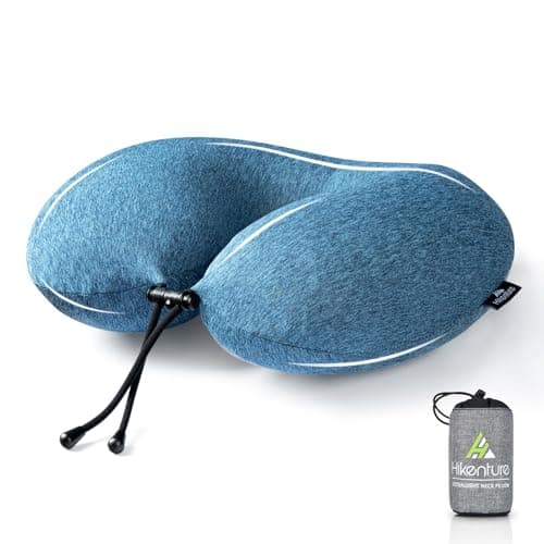 HIKENTURE Inflatable Neck Pillow, 3-Breath Travel Airplane Pillow, Blue