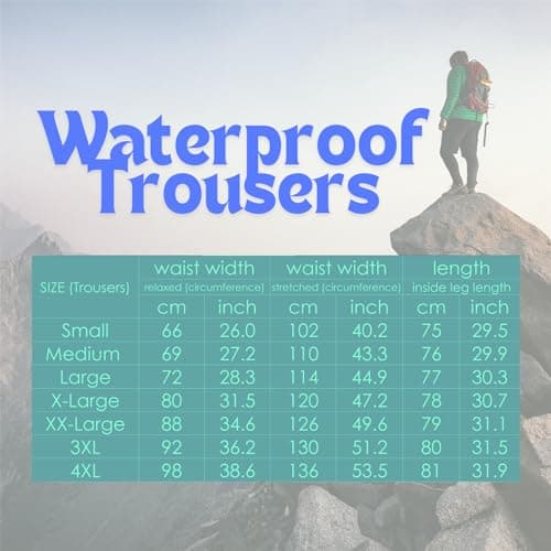 2 Piece Adults Unisex Waterproof Rain Suit Set Jacket Trousers Lightweight S-4XL (BLACK, XL) — view 3