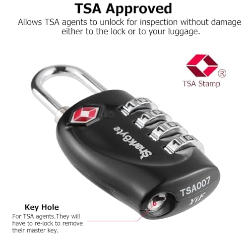 SharkByte TSA Approved Luggage Locks, 4-Dial Security Travel Combination Padlock, Travel Lock for Suitcases Luggage Case, Zipper, Backpack, Travel Bag Gym Locker Code Padlock, Suitcase Locks (2 Pack) — view 2
