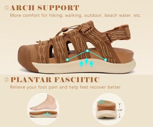KuaiLu Orthopedic Closed Toe Sandals For Womens Athletic Outdoor Walking — view 3