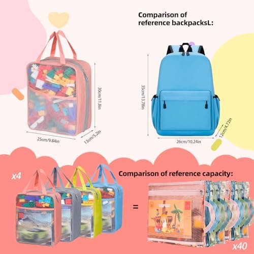 4 Pack Extra Large Mesh Toy Zipper Storage Bags (11.8 * 9.8 * 5.2in) — view 3