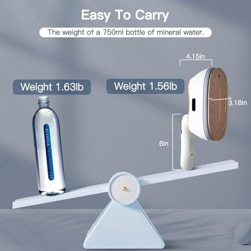 Tuocal Travel Iron Portable Clothes Steamer, 1200W LCD Screen 9S Fast Heat-up Garments Wrinkles Remover Steamer 180° Rotatable Handle 4 Steam Levels 180ML Water Tank for Travel Home Office — view 5