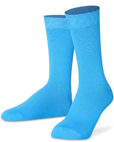 Mysocks Finest Cotton Dress Socks for Men Women - Super Soft Breathable Plain Turquoise Crew Socks for Business Casual Looks Turquoise 7-11