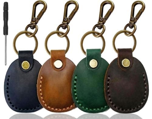4 Pack Genuine Leather for Apple AirTag Holder for Pet,Luggage,Bags,Key