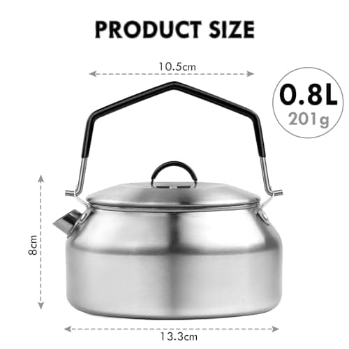 Flintronic 0.8L Camping Kettle, Stainless Steel Camping Kettle, Outdoor Portable Water Pot, Camp Tea Coffee Pot for Tea, Quick Boil for Outdoor Cooking Picnic Hiking — view 2