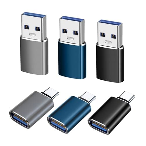 6 Pack-5Gbp USB C to USB Adapter(3Pack)&USB to USB C Adapter(3Pack)-3Color