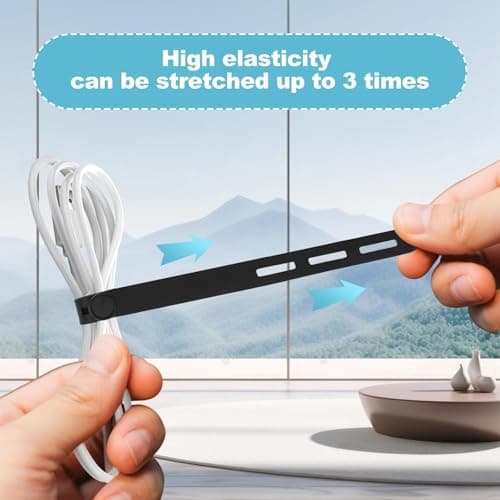 15 Pcs Silicone Cable Ties, Reusable Cord Organizer for Charger Cables, Hair Dryer, Home & Office, Flexible Cord Wraps for Electrical Wires — view 4