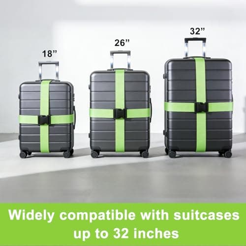 4 Pcs Luggage Straps for Suitcases, Adjustable Travel Suitcase Straps with Buckles, Durable Luggage Strap for Travel Accessories, Outdoorsports, Orange and Green — view 4