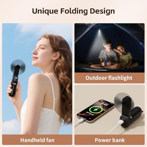 Morelax Portable Handheld Fan Mini Folding USB Rechargeable Black — view 4