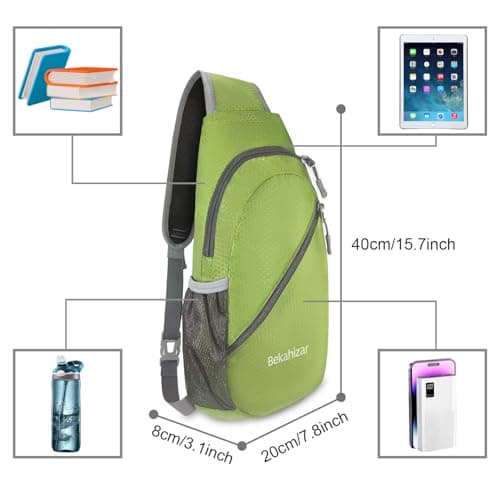 Bekahizar Sling Bag Backpack Cross Body Bag Chest Shoulder Rucksack Lightweight Multipurpose Day Packs for Men And Women Walking Cycling Hiking Camping Outdoor Sports (Olive green) — view 3