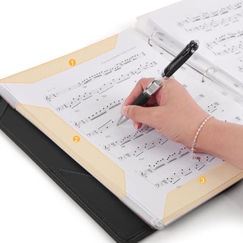 Storage Bags Music File Folder A4,Premium PU Leather Music Score Folder 30 Pockets/60 Pages Music File Folder Music Sheet Folder Clef Paper Storage Documents Bag — view 6