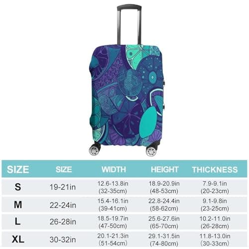 GHBNK Blue Teal Lemon Luggage Cover, Blue Teal Lemon Design Suitcase Protector, Personalized Stretchable Washable Travel Sleeve for 19-32 Inch Luggage X-Large, white, Medium, Blue Teal Lemon — view 2