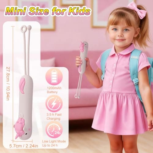 HOTUT Kid's Rechargeable LED Unicorn Flashlight, LED Kid Flashlight for Boys and Girls, Cute Unicorn Dimmable Silicone Flash Light for Camping, Outdoor Exploration, Dog Walking, Birthday Gift — view 2