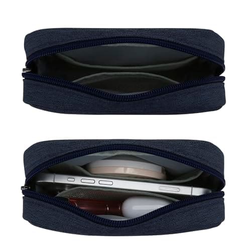 DOB SECHS Waterproof Canvas Mini Travel Makeup Carrying Case Wash Bags Cosmetic Bag Portable Electronics Accessories Organizer Wash Gym Shaving Bag, Blue — view 5