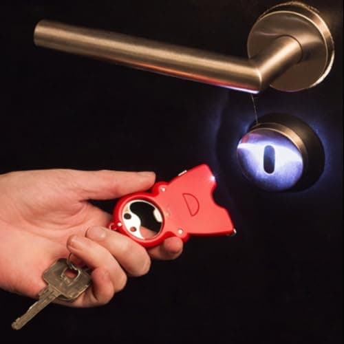 Multi Tool Keyring Bottle Opener with LED Light & Mini Tape Measure 4.9 x 8cm, Pocket Keychain Tool Compact Gadget, 3 Assorted Colours One Supplied, Small Gadget Gift for Men Women Camping Travel — view 6