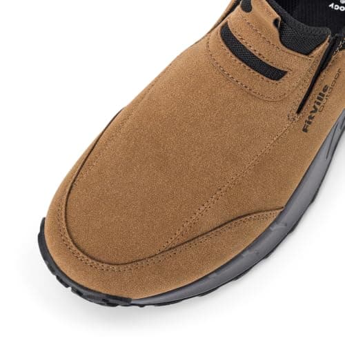 FitVille Men's Extra Wide Hiking Shoes,Slip On Trainers Outdoor Trekking Walking Shoes for Swollen Feet Khaki Tan 10 UK Wide — view 4