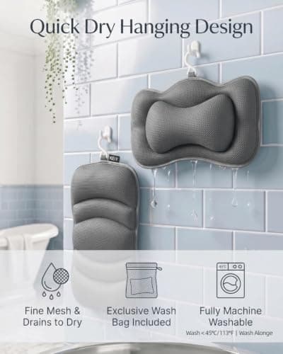 KEIY Bath Pillow For Tub, 2-Piece Head And Back Support, Grey — view 6