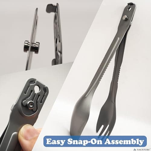 NACETURE Travel Silverware Set, Travel Fork Spoon Knife Set, Portable Utensils, 4-in-1 Spoon Fork Converts to Tongs, Camping Utensils Set with Bag — view 4