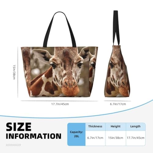 AACPPB Warm Rust Giraffe Printed Oversized Beach Tote, Multi-Pocket Travel Bag, Lightweight Waterproof Pool Handbag — view 6