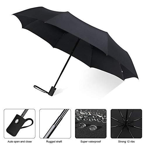 Vicloon Folding Umbrella, 8 Ribs Compact Windproof, Auto Open/Close, Sturdy Reinforced Canopy, Portable for Men & Women — view 4