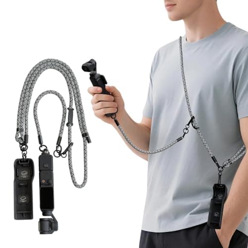 muuee Crossbody Neck Strap for DJI Osmo Pocket 3, 2 in 1 DJI Lanyard Adjustable Crossbody and Wrist Strap, Fit for Insta360 X5/X4, GoPro Hero, Selfie Stick and Camera Acessories