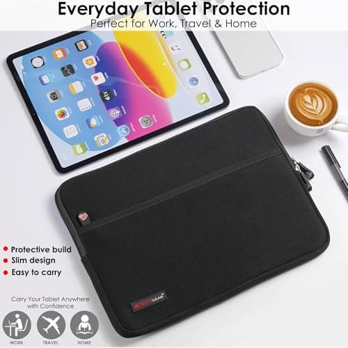 TECHGEAR Neoprene Zipped Sleeve Case Cover 11-13", Anti-Shock Lining fits iPad Pro 13 / Pro 12.9, Samsung Tab S10/S9/S8 Plus S9 FE+ 12.4", Book 12", Surface Pro 11/10/9/8/7, MacBook 13, 11" Laptops — view 2