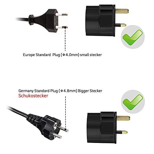 VGUARD European to UK Plug Adapter 2 Pack BS8546 Certified Travel Adapter 2-Pin to 3-Pin, EU Schuko to UK Plug with 13A Fuse for Europe French Spanish German Turkish to UK Socket - Black — view 3