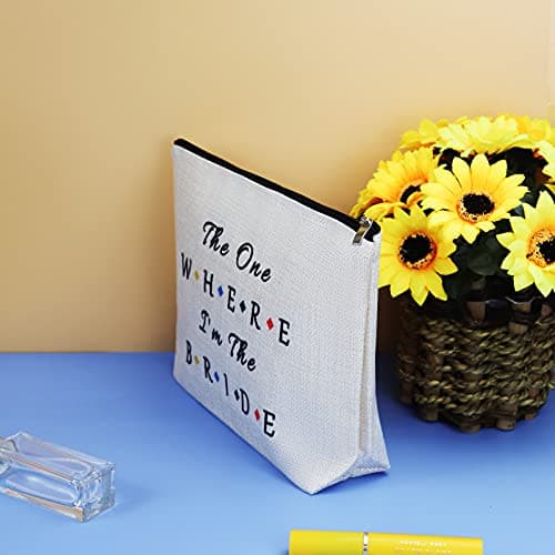 Bride Gift Bridal Makeup Bag Bride to Be Bridal Shower Gift Newly Engaged Travel Cosmetic Bag Engagement Bachelorette Party Gifts Future Mrs Gifts Valentine’s Day Wedding Present Toiletry Pouch — view 6