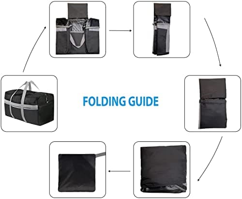 Foldable Travel Bag, 96L Extra Large Holdall Bag, Packable Duffle Bag, Lightweight Waterproof Duffel Bag, Black — view 5