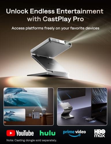 Aurzen ZIP Tri-Fold Truly Portable DLP Projector, Pocket Size, Zero-Lag Focus, One-Click Screen Mirroring, Full-Screen Mode, Type-C Fast Charging, 5,000mAh Battery, Indoor Outdoor Mini Projector,White — view 3