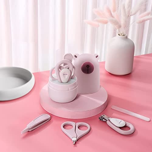 Baby Nail Clippers Set, Baby Nail Kit with Cute Case, Infant Manicure and Pedicure Health Grooming Care Can for Newborn, Kids and New Parents As Shower Gifts (Light Pink) — view 6